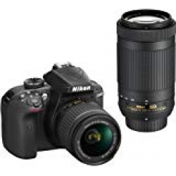 Nikon D3400 Digital Camera Kit (Black) with Lens AF-P DX Nikkor 18-55mm, 70-300mm f/4.5-6.3G ED VR Lens, 16 GB Class 10 SD Card and DSLR Bag 