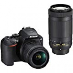 Nikon D3500 DX-Format DSLR Two Lens Kit with AF-P DX Nikkor 18-55mm f/3.5-5.6G VR & AF-P DX Nikkor 70-300mm f/4.5-6.3G ED VR (Black) with 16 GB SD Card and Case