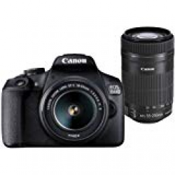 Canon EOS 1500D 24.1MP Digital SLR Camera (Black) with 18-55 and 55-250mm is II Lens, 16GB Card and Carry Case 
