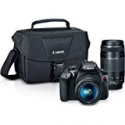 Canon EOS Rebel T6 18MP Digital SLR Camera Kit with EF-S 18-55mm and EF 75-300mm Zoom Lenses (Black) 