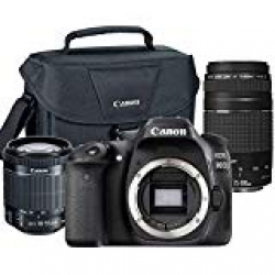 Canon Eos 80D 24.2MP Built-in WiFi DSLR Camera with 18-55mm Lens, 75-300mm Lens and Canon 100ES Case 