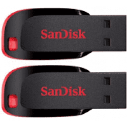 SanDisk Cruzer Blade Pack of 2 16 GB Pen Drive  (Red, Black)