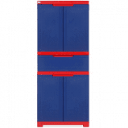 Nilkamal Freedom Cabinet with 1 Drawer (Pepsi Blue and Bright Red)