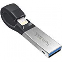 SanDisk iXpand Flash Drive 128GB for iPhone and iPad (Black and Silver)