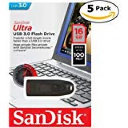Sandisk Ultra USB 3.0 Flash Drive 16gb Upto 100mbps, Pack of 5… 