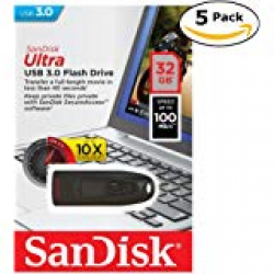 Sandisk Ultra USB 3.0 Flash Drive 32gb Upto 100mbps, Pack of 5… 