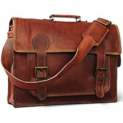 Vintage Couture 18 Inch Genuine Business Leather Laptop Messenger Bag 