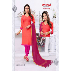 Minu Salmon Cotton Handloom New 3D Pattern Look Salwarsuit