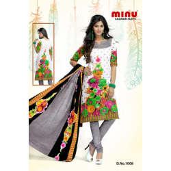 Minu White Cotton Stitched Salwar Suits Kurti