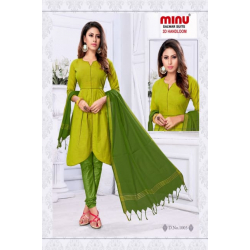 Minu Green Cotton Handloom New 3D Pattern Look 