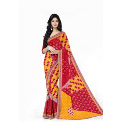 Minu Red & Yellow Cotton Sarees