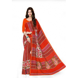 Minu Red Cotton Sarees