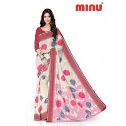 Minu Off White Cotton Kota Printed Sarees