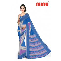 Minu Off White Cotton Kota Printed Sarees