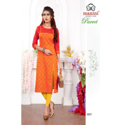 Minu Orange Handloom Designer Kurti