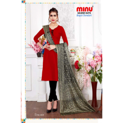 Minu Charm Red Cotton With Shawl Dupatta Salwarsuit
