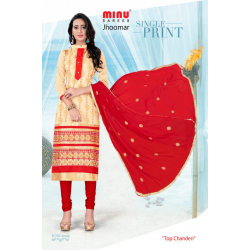 Minu Almond Cream Chanderi Top Cotton Festive Embroidered Salwarsuit