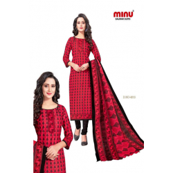 Minu Red Cotton Printed Salwarsui