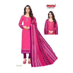Minu Pink Cotton Printed Salwarsuit
