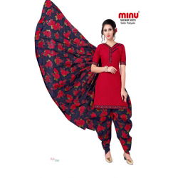Minu Red Cotton Salwarsuit