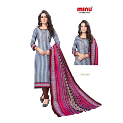 Minu Grey Cotton Printed Salwarsuit