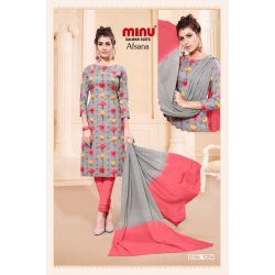 Minu Grey Rayon New Designer Digital Print Salwarsuit