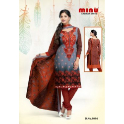 Minu Grey Cotton Stitched Salwar Suits Kurti