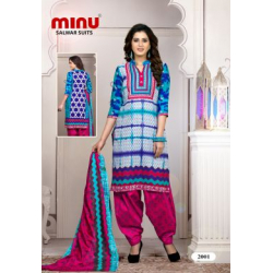 Minu Blue Cotton Stitched Salwar Suits Kurti