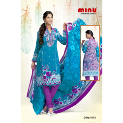 Minu Blue Cotton Stitched Salwar Suits Kurti