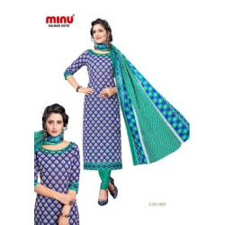Minu Blue Cotton Printed Salwarsuit