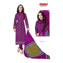 Minu Dark Purple Cotton Printed Salwarsuit