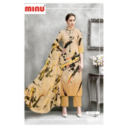 Minu Yellow Linen Top Printed Lawn Salwarsuit