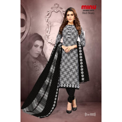 Minu Black Cotton Black N Black New Pattern Salwarsuit