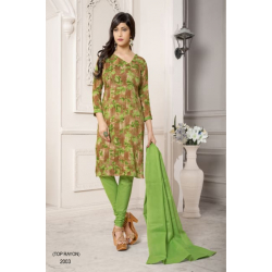 Minu Green Rayon Top Salwarsuit