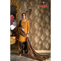 Minu Yellow Pasmina Printed Cum Embroidered Patyala Salwarsuit