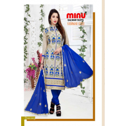 Minu Blue Embroidered Party Wear Designer Salwarsuit