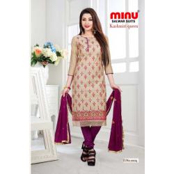 Minu Marron Chanderi Cotton Party Wear Designer Embroidered Salwarsuit