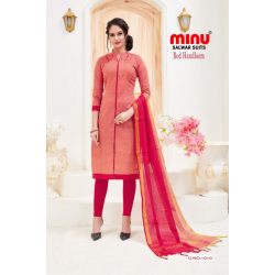 Minu Red Handloom Cotton Season Wear Salwarsuit