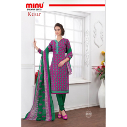 Minu Pink Cotton Regular Wear Salwarsuit