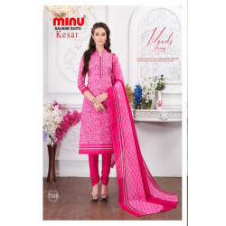 Minu Pink Cotton Regular Wear Salwarsuit