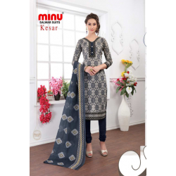 Minu Navy Blue Cotton Regular Wear Salwarsuit
