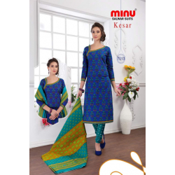Minu Blue Cotton Regular Wear Salwarsuit