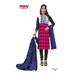 Minu Red Cotton Regular Wear Salwarsuit