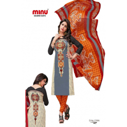 Minu Multi Color Cotton Regular Wear Salwarsuit