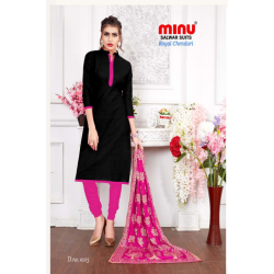 Minu Black Cotton With Shawl Dupatta Salwarsuit