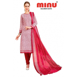 Minu Red Cotton Festive Wear Salwarsuit