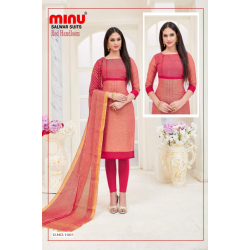 Minu Red Handloom Cotton Season Wear Salwarsuit