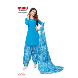 Minu Blue Cotton Patyala Salwarsuit