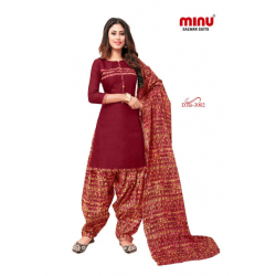 Minu Red Cotton Patyala Salwarsuit