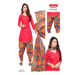Minu Tomato Red Cotton Patyala Salwarsuit